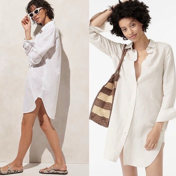 J Crew linen beach cream oversized shirt XS minimalist vacation - Picture 1 of 7